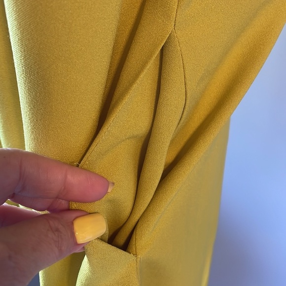 RACHEL ROY yellow drape asymmetrical hem dress halter line sleeveless zip back L - Picture 7 of 13